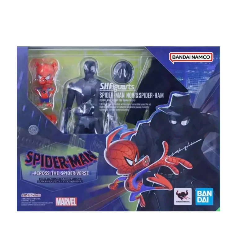 Original Bandai Anime Model Spider-Man Acrosss The Spider Verse SHF NOIR & Spider-Ham Action Figures Toy Gift for Kid Spot Goods