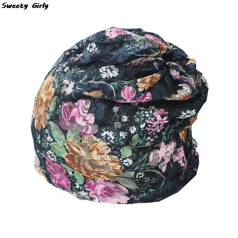 Autumn Spring Thin Women Skullies Beanies Lady Fashion Floral Lace Design Hats For Girl Hot Feminino Turban Caps шапка женская