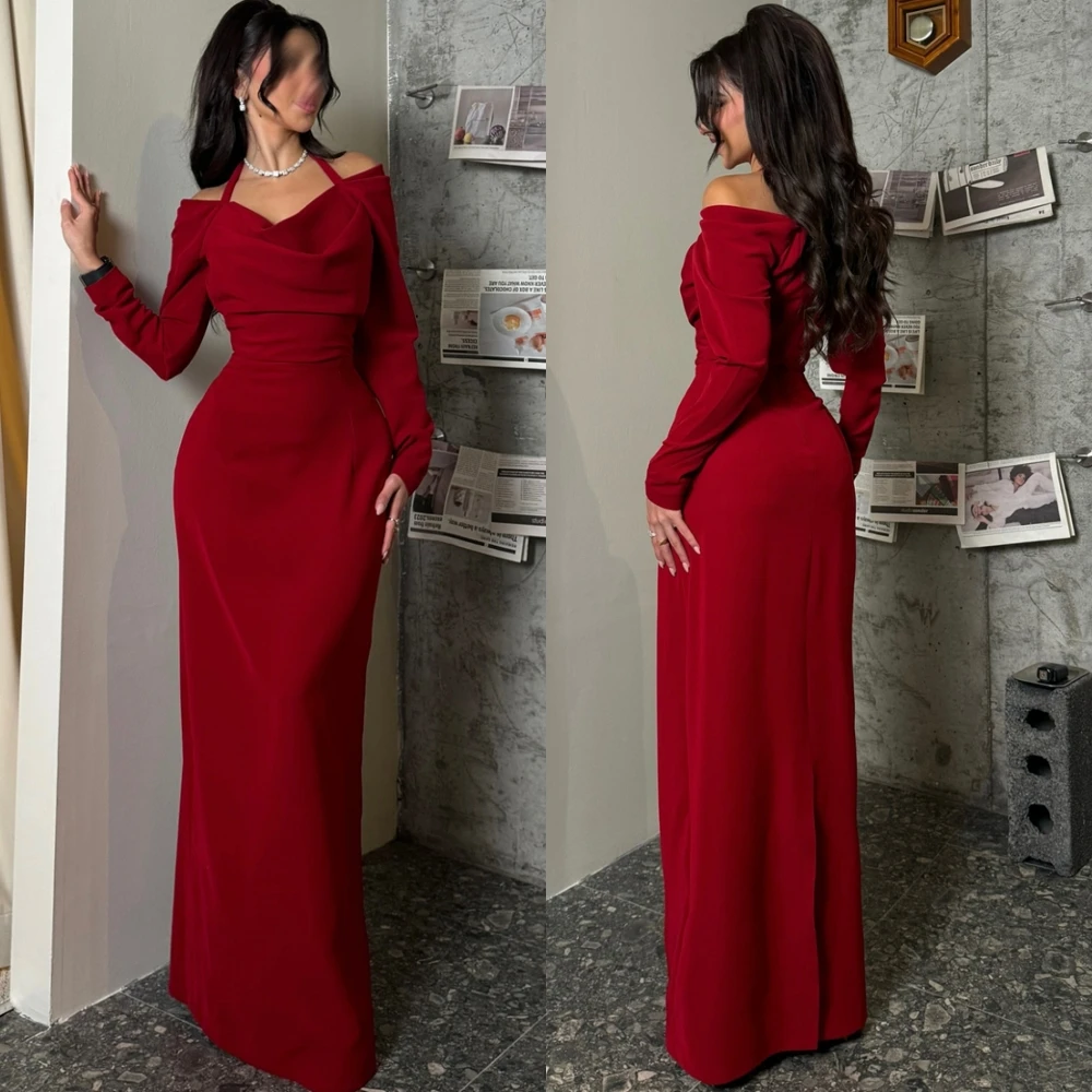 تخصيص مزاجه الرسن جيرسي مساء اللباس حساسة طويلة الأكمام فستان العودة للوطن الحديثة زيبر الظهر فستان الحفلة الراقصة #2