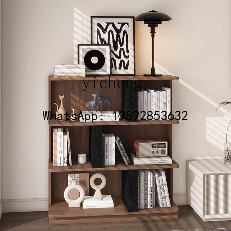 X4   solid wood retro bookcase bookshelf integrated wall floor-to-ceiling home shelf living room bedroom display cabinet