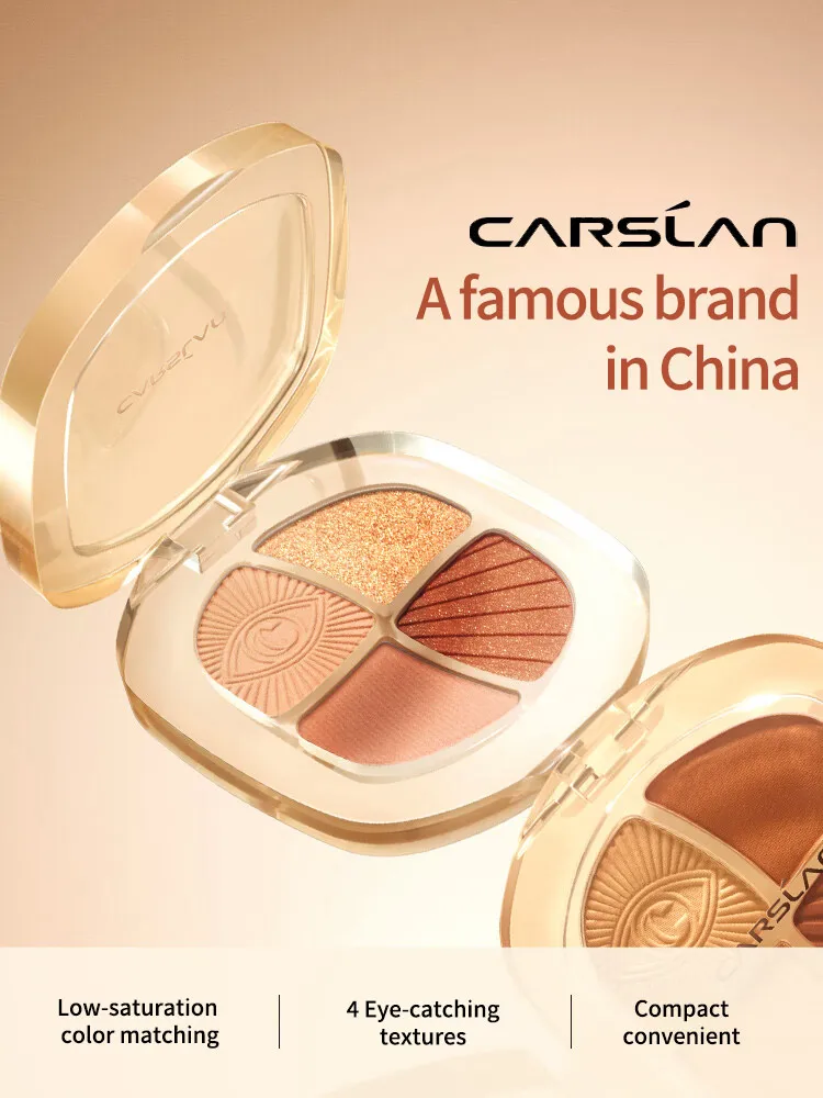 

Carslan 4 Colors Eyeshadow Palette High Gloss Cement Grey Rose Brown Tone Matte Glitter Daily Makeup Velvet Matte Shimmer Effect