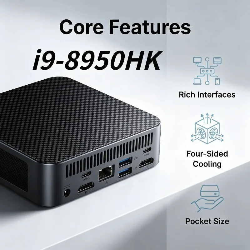High Performance Mini PC Intel Core i9-8950HK 16GB RAM 1TB 2TB SSD WiFi6 Portable Gaming Computer Office PC Desktop