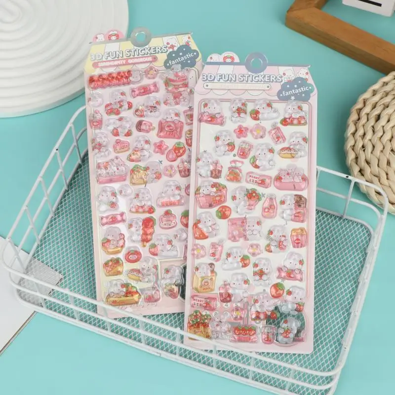 

2/4 шт. милые 3D-наклейки с кроликами, объемные, с рельефной текстурой, для декора блокнотов, чехлов для телефонов, поделок своими руками