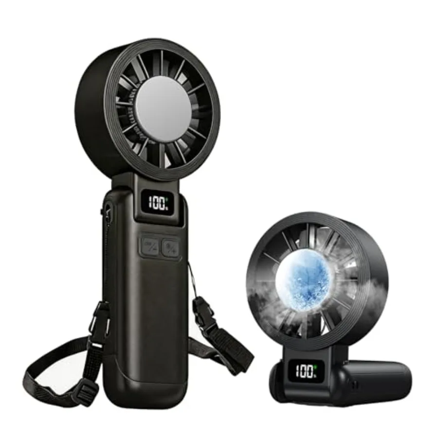 

Handheld Portable Turbo Ice Cooling Fan, Speed 1-100 Rechargeable Personal Fan[3600MAH] Foldable 3 in 1 Small Pocket Mini Fan,