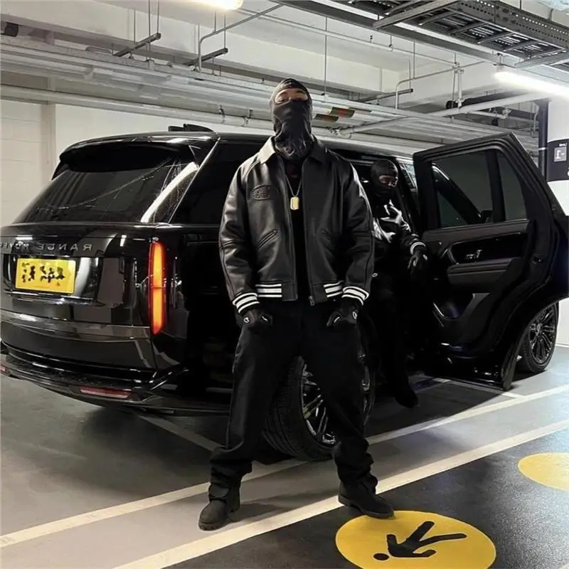 

Thiened PU Leather Men's Jaet Drill Sle Warmth Streetwear Autumn Winter Youth Casual Faion Long Sve Coat