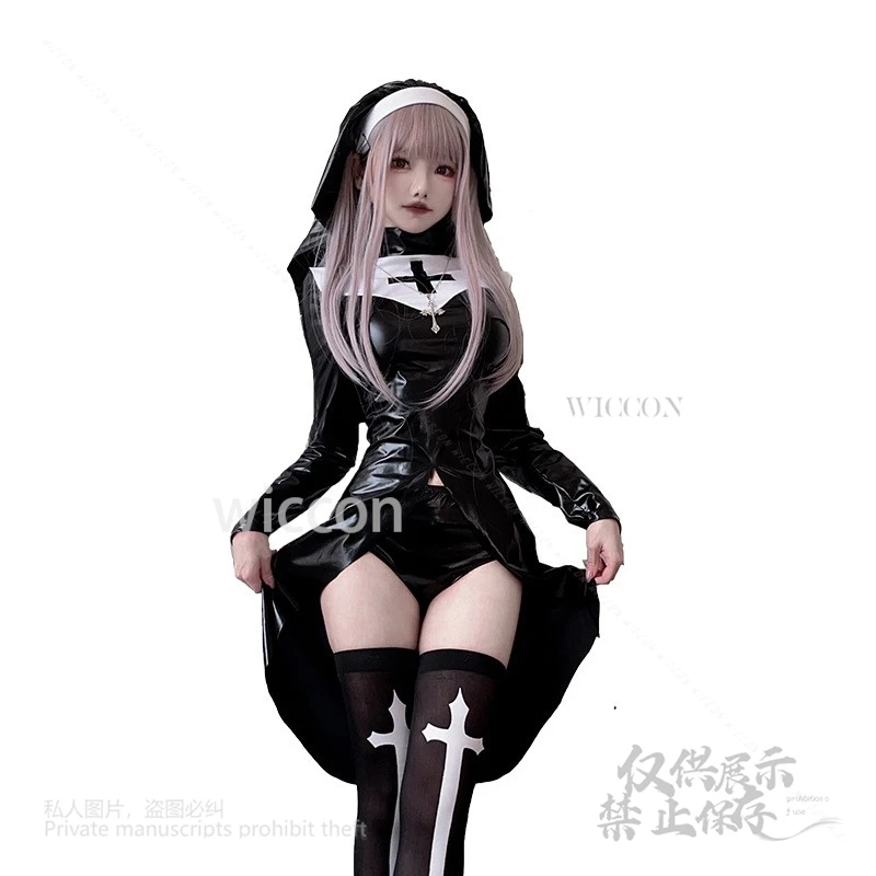 ใหม่สยองขวัญแวมไพร์เครื่องแต่งกายฮาโลวีนขนาดใหญ่ Cross Dark สไตล์โกธิคคอสเพลย์บทบาทเล่นแวมไพร์เซ็กซี่ชุดถุงเท้าผู้หญิงสาว