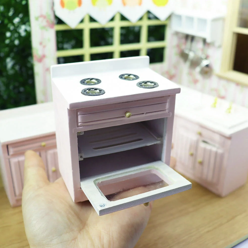 Decoraties Mini Gaskookplaat Kind Poppenhuis Meubilair Fornuis Houten Miniatuur Keukenbenodigdheden