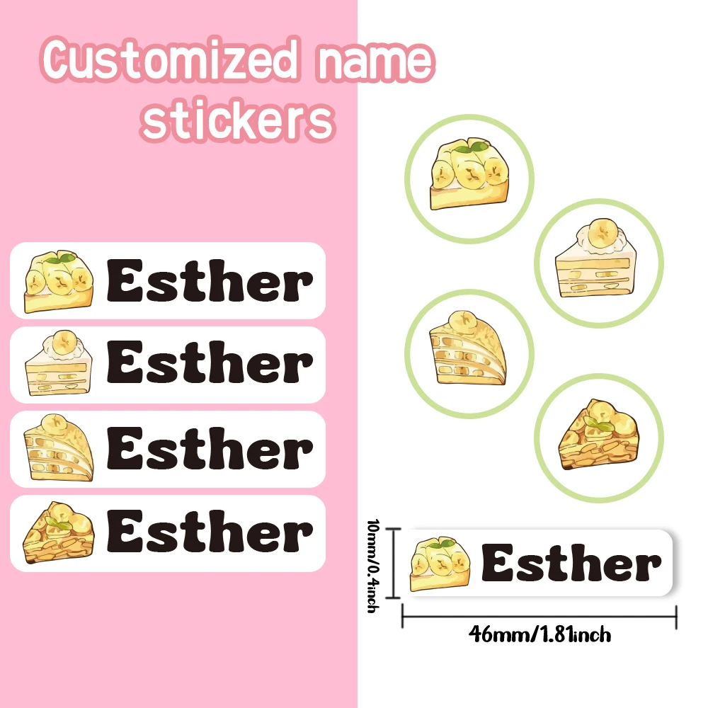 Custom Yellow series Name Sticker,Transparent Waterproof Stickers for Kids,diy Name Labels for SchoolBag Bottles Pen Box Uniform