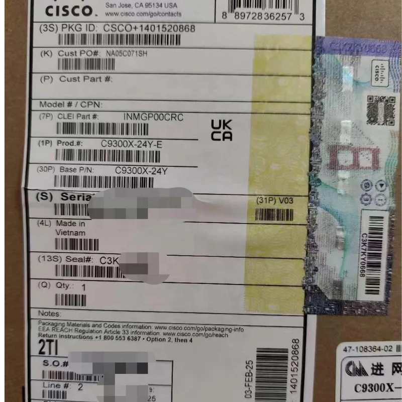 C9300X-24Y-E Original New Cisco Catalyst 9300X Series 24 Port 25G SFP28 Managed Network Switch C9300X-24Y-E Fast Shipping