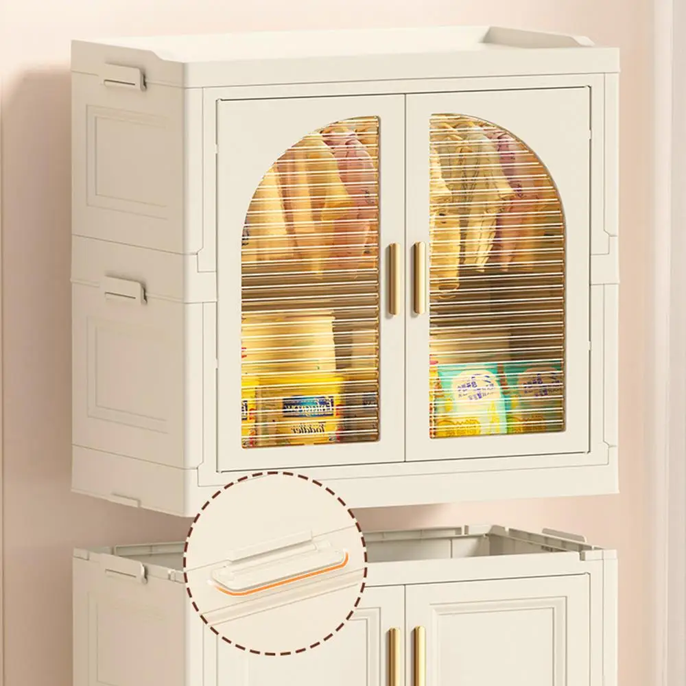 Eenvoudige kinderopbergkast met dubbele deur, 65 cm verdikte opvouwbare plastic kledingkast voor slaapkamer voor kinderen en tieneropslag