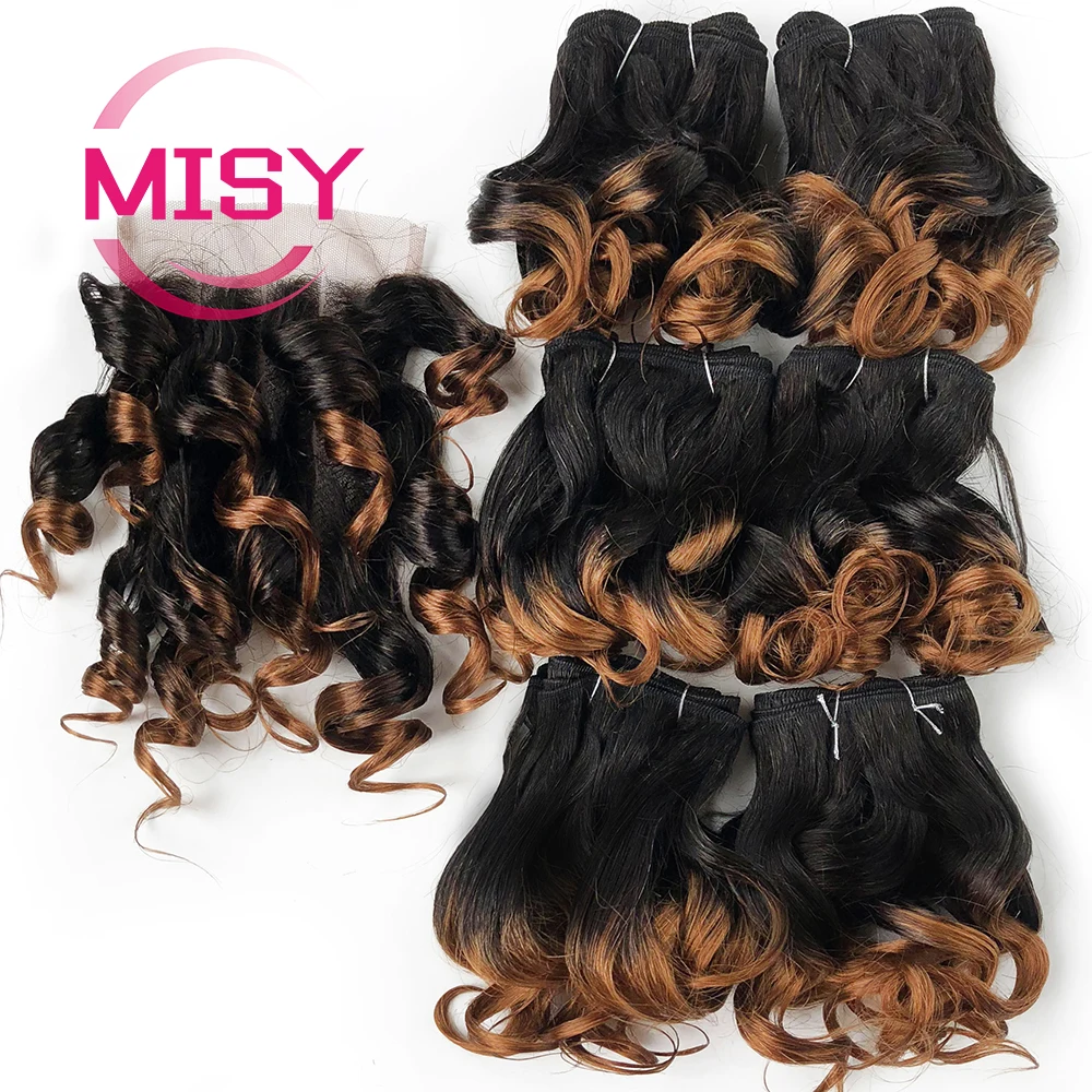 Brasilianische Lockiges Menschliches Haar Bundles Haar Extensions Lockige Bundles Mit Verschluss 1B 99J 27 30 Ombre bundles Mit Verschluss