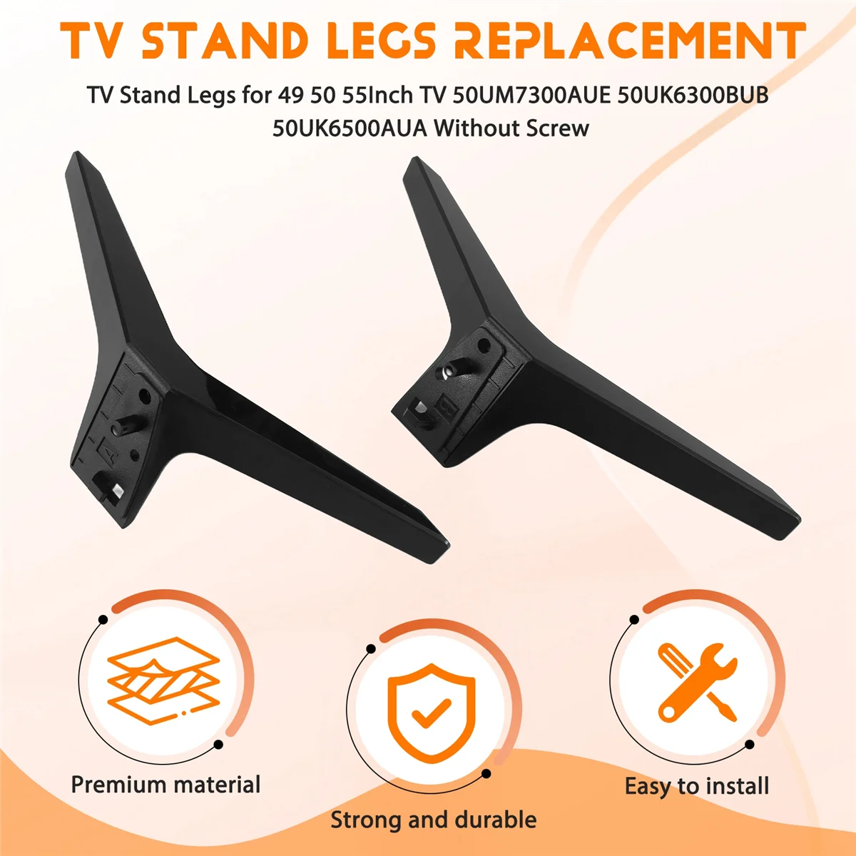 AT77 Stand for LG TV Legs Replacement,TV Stand Legs for LG 49 50 55Inch TV 50UM7300AUE 50UK6300BUB 50UK6500AUA Without Screw