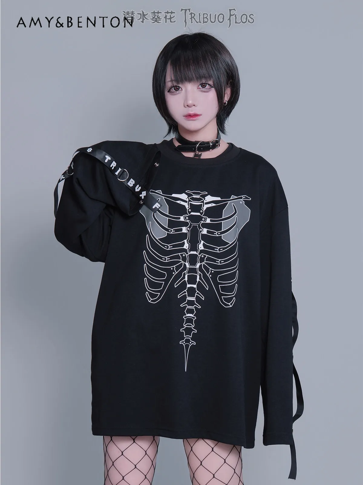 

Original Dark Gothic Style Oversized T Shirt Detachable Sleeves Spring Summer New Japanese Subculture Street Punk Style Tops