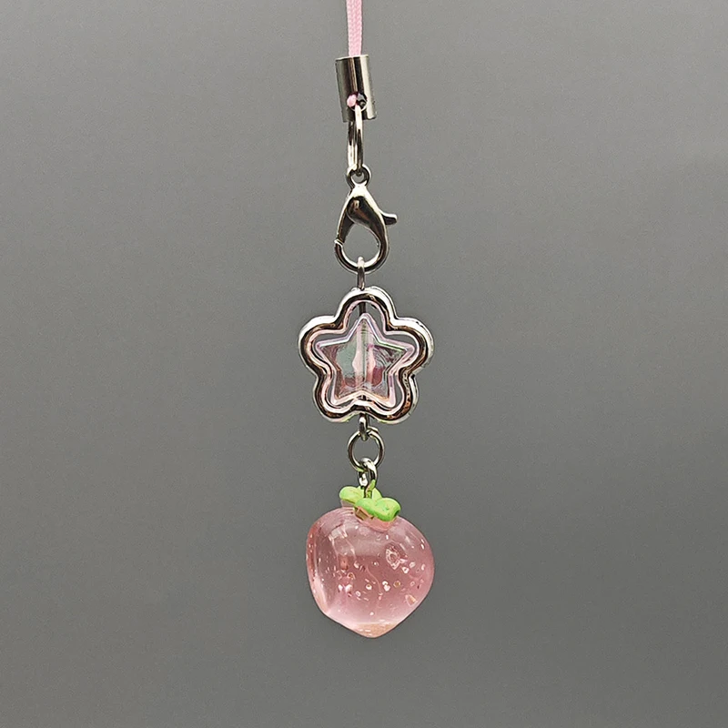 

Y2K Cute Pink Peach Phone Lanyard Fresh Sweet Mobile Phone Chain Girly Cellphone Strap Bag Pendant Keychain For Girls Gift