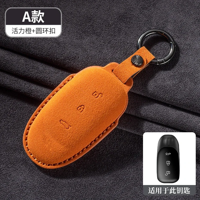 For Li Lixiang LEADING IDEAL L7 L8 L9 2022 2023 Suede Leather Car Remote Key Case Cover Keyless Protector Holder Key Shell Fob