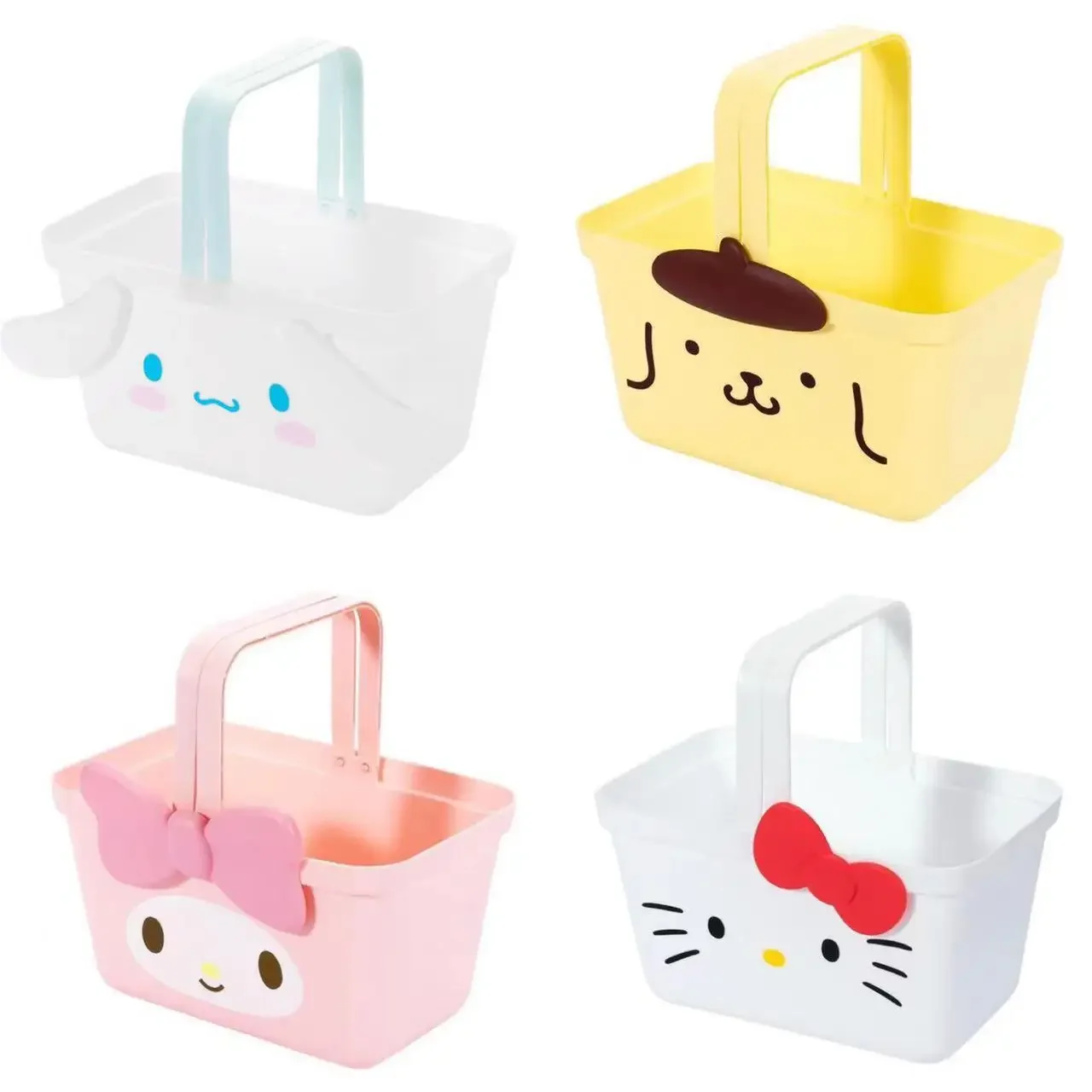 Sanrio Cinnamoroll Kuromi My Melody Shopping Basket Sundries Snack Storage Basket Anime Wash Basket with Drain Kawaii