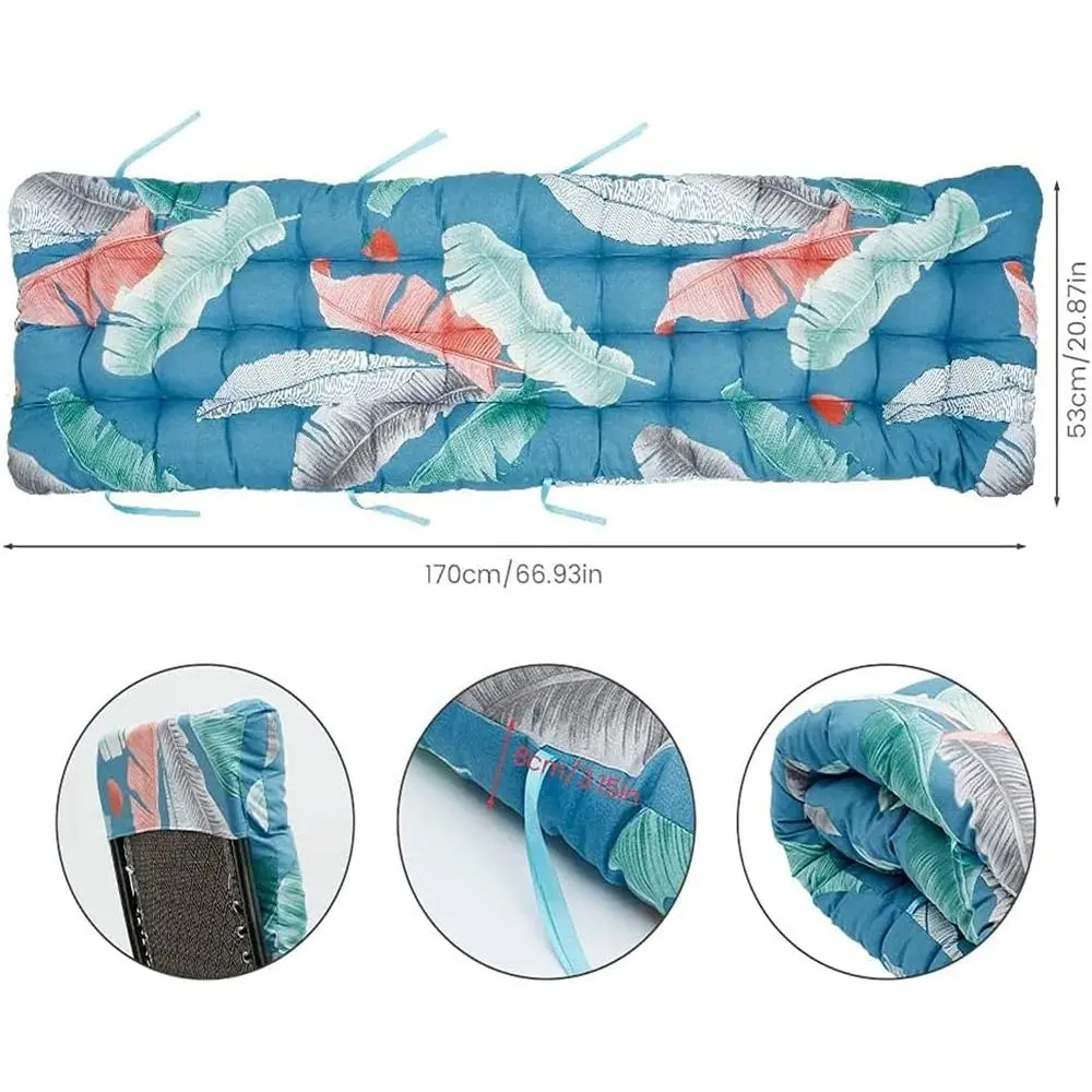 67 Outdoor High Back Rocking Chair Cushion with Ties, Non-Slip, Printed Lounger Cushion Cover