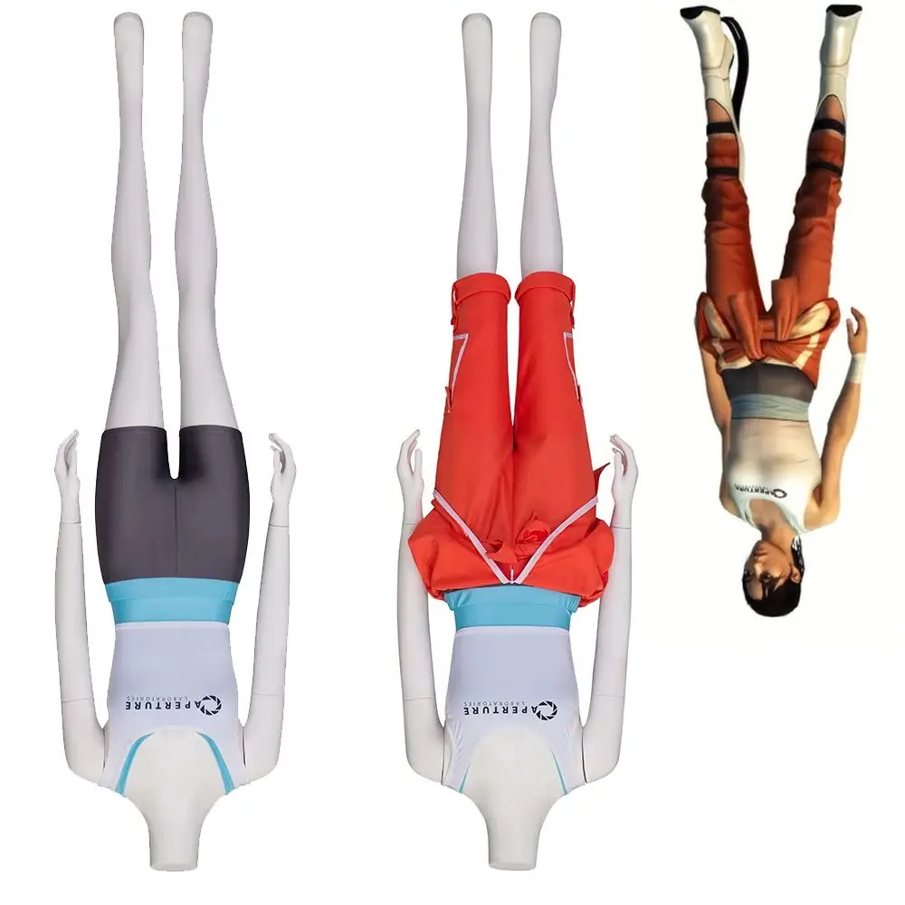 

Custom Made Game PORTAL 2 Cosplay CHELL Costume Women's Top Pants Red Outwear Halloween Carnival Outfit Sports Suit