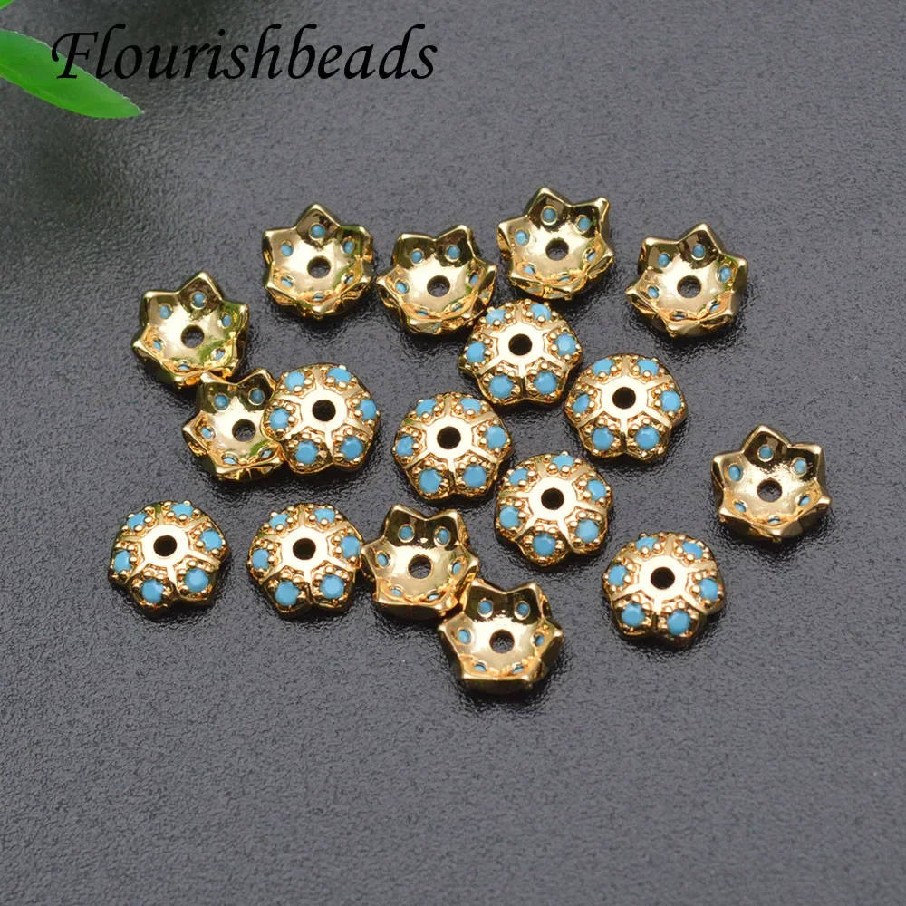 Wholesale50pcs/lot 8mm High Quality Nickel Free Gold Color Flower Shape Loose Spacer Beads DIY Beacelet Accessories