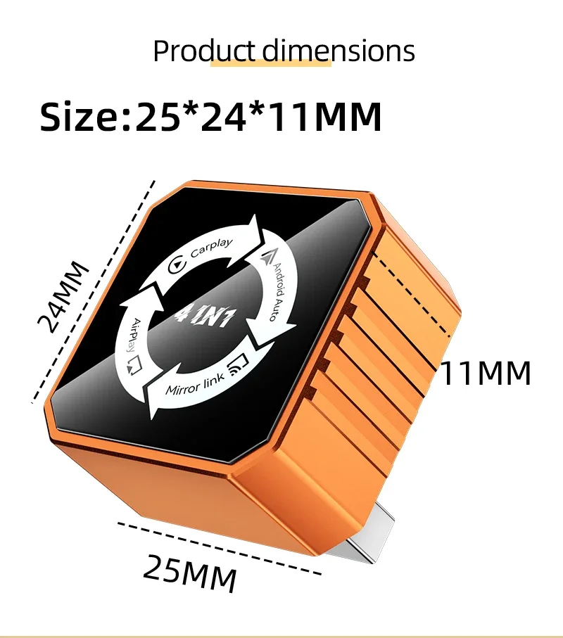 New 4in1 Wireless Carplay Adapter for Airplay Mirror Link WiFi+BT Smart Car System Projection Screen CarPlay Android Auto