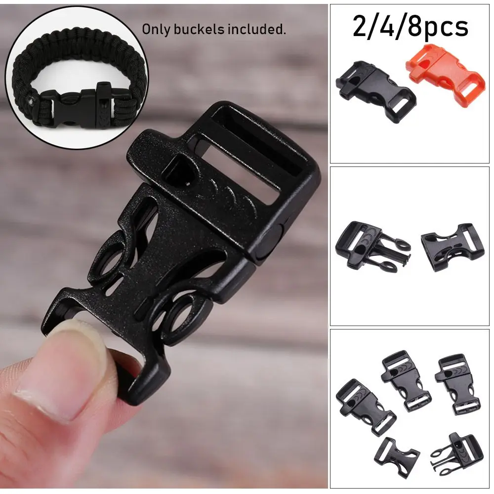 2/4/8pcs Plastic Bag Parts Outdoor Paracord Accessories Side Release Buckle Bracelet Strap Survival Whistle Buckles