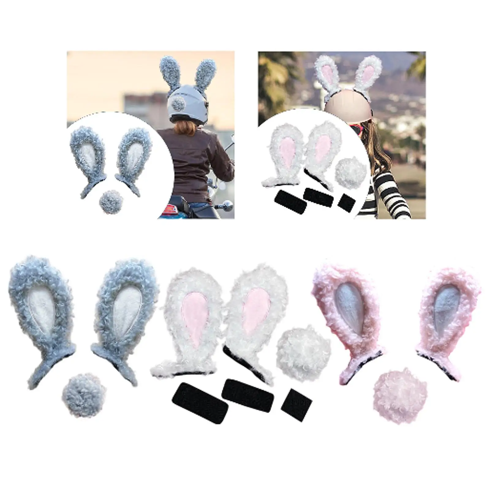 

Motorcycle Helmet Ears with Tail Party Cosplay Cute Plush Ears Helmet Decoration