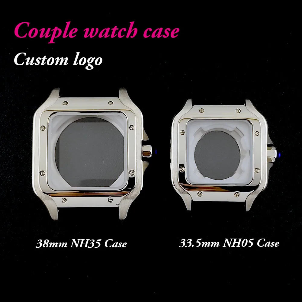 New NH35/NH05 Case Couple's Case Stainless Steel Case Customized Logo Case Suitable for NH35/NH05 Movement Watch Accessories
