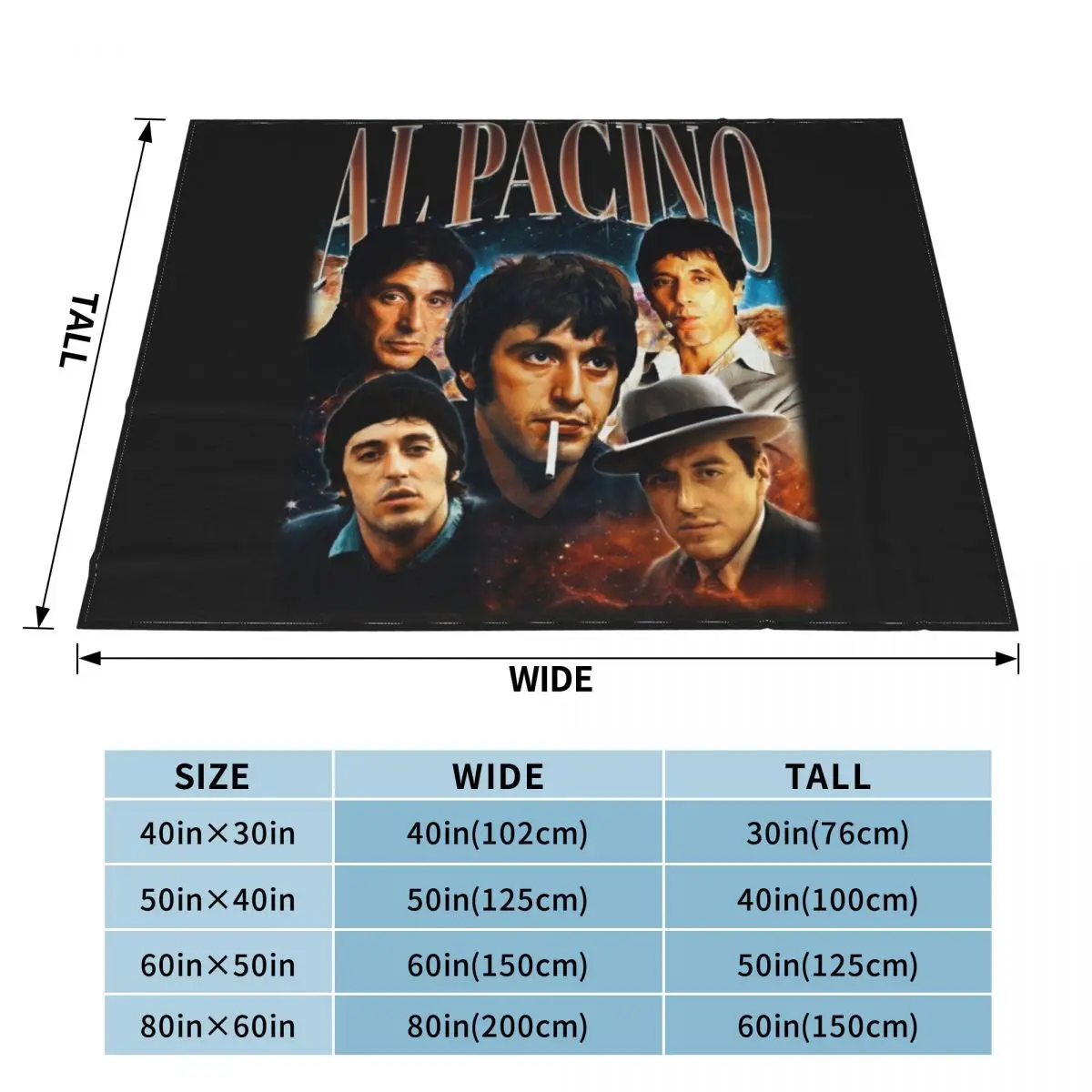 AL PACINO Vintage 90s Style, Al Pacino Homage Rap Hip-hop, Throw Blanket Hair Soft Plush Plaid Nap Sofa Quilt Blankets