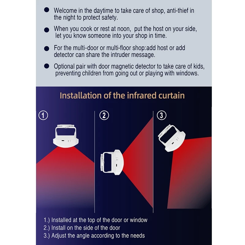 Беспроводной дверной звонок PIR Store Entry Добро пожаловать Датчик движения Инфракрасный детектор Индукционная сигнализация Дверной звонок