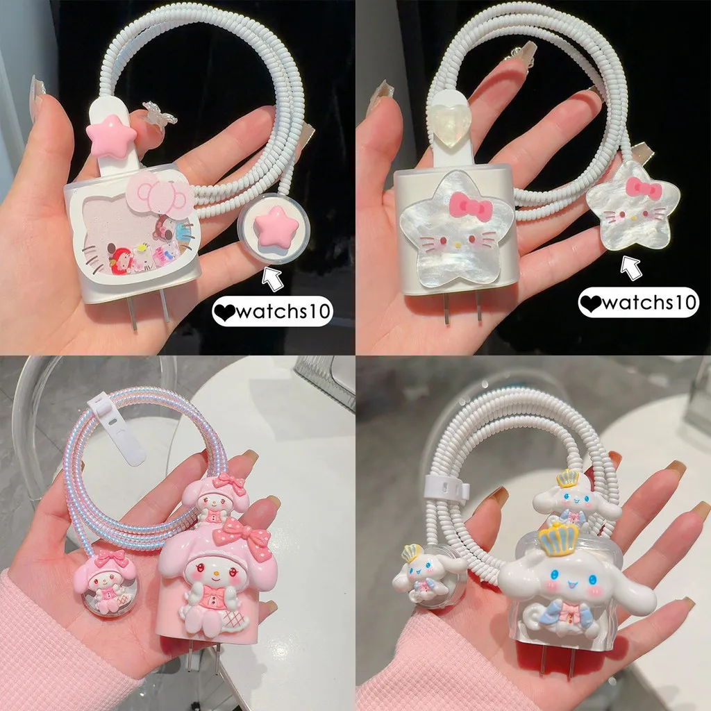 

New Cartoon Case for Watch Series 10 Watch Magnetic Data Cable Protective Case for Apple Iwatch S10 S9 S8 S7 Charger 20W Case