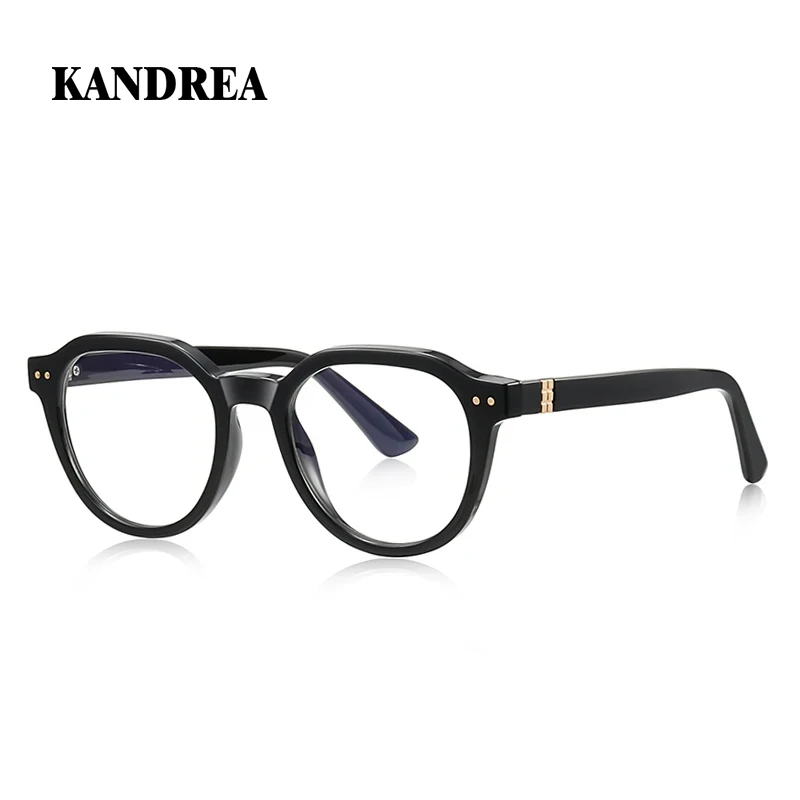 

KANDREA Blue Light Blocking Glasses Men Korean Style TR90 Light Luxury Artistic Frame Guochao Rivet Plain Glasses 2228