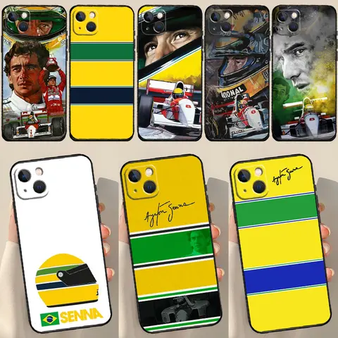 Custodia Ayrton Senna F1 per iPhone 16 13 12 11 14 15 Pro Max Plus X XR XS Max 12 Mini Cover Coque