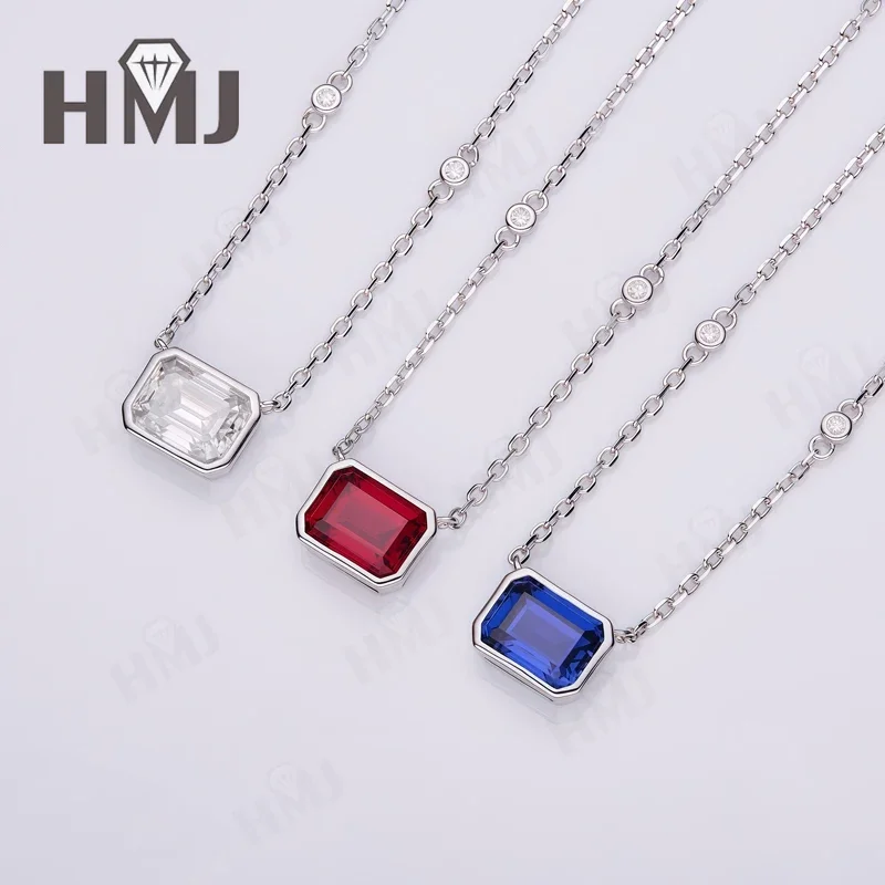 Halskette mit Anhänger aus 925er-Sterlingsilber, D-Farbe, Moissanit-Halskette, im Labor gezüchteter Smaragdschliff, 2 Karat GRA-zertifiziert, hochwertiger Schmuck, Jahrestagsgeschenk – Detail 5
