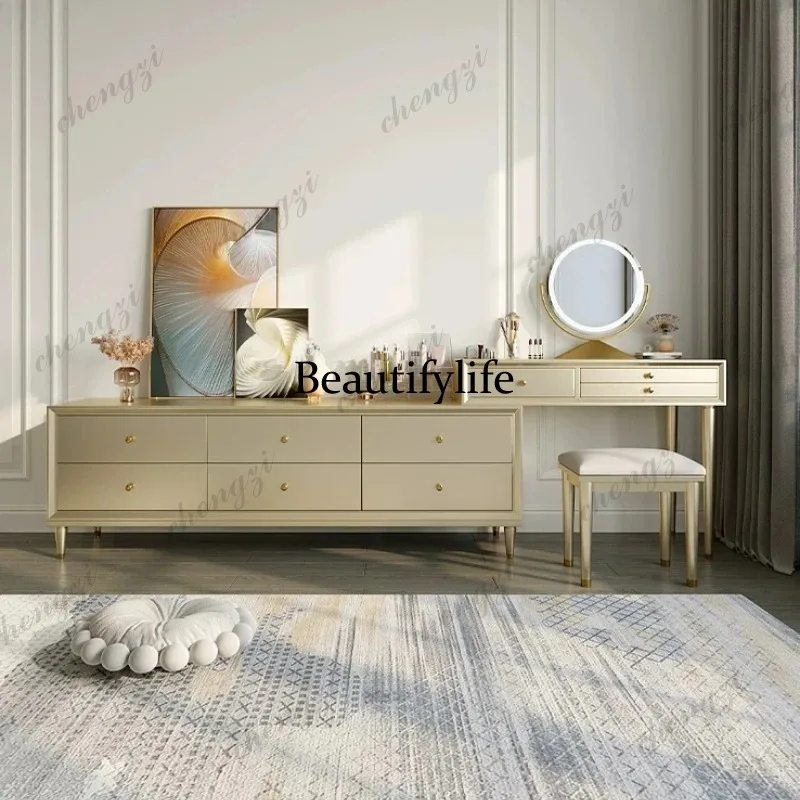 

K182 Home Bedroom light luxury dresser chest modern dressing table stool mirror set makeup vanity toiletries tables desks