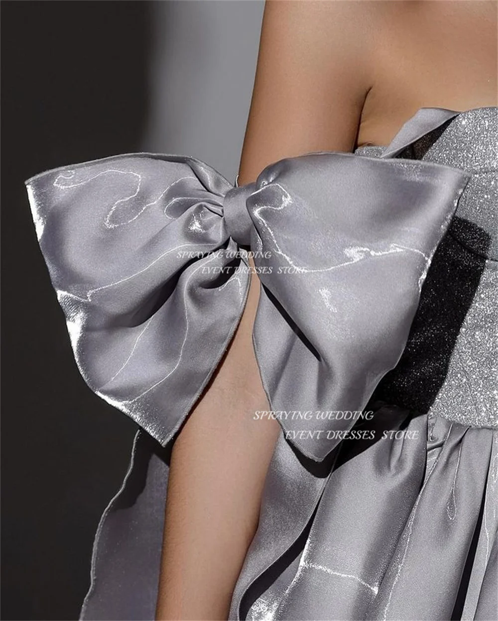 SPRAYING Mini Off the Shoulder Big Bow Ball Gown бальное платье A-line Pleat Prom Gown Above Knee Evening Party Dress Sweetheart