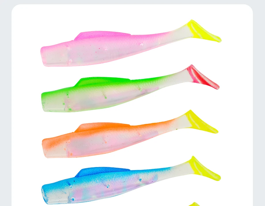 6 Stück Weiche Paddelschwanz-Swimbait UV-GLOW Angelköder 8cm TPR Weichköder 80mm 4,8g Künstliche Silikonköder Wobblers Weichköder – Detail 11