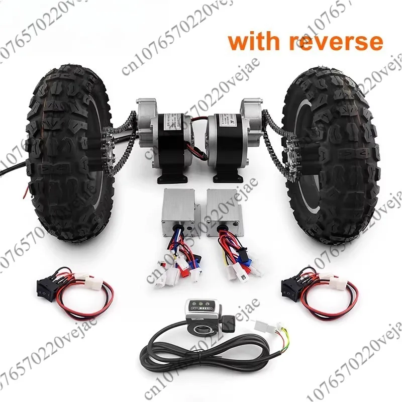 2 * 250W 10 Inch Dual Drive Pneumatic Wheel Reverse Electric Conversion Kit For Easy Carrying Of 200kg Handcart Flatbed