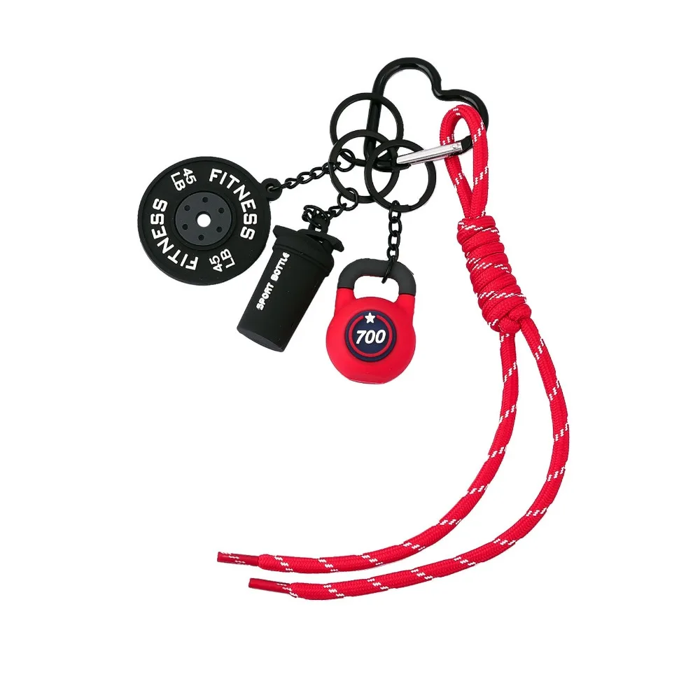 

Heart Buckle Barbell Plates Key Chain Kettle Bells Bag Charm Simulation Dumbbells Keyring Mini Trendy Fitness Series Pendant