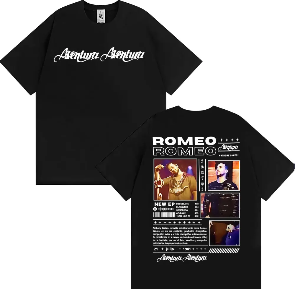 Rapper Romeo Anthony Santos Tour 2026 Merch T-shirts Men Fashion Hip Hop Street T Shirt Cotton Casual High Quality T-shirt