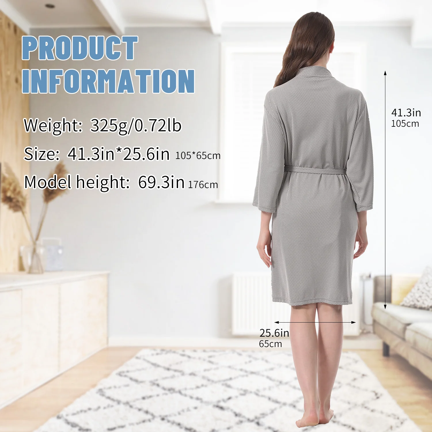 Waffle Cooling Robes for Women Bathrobe Lightweight Knee Length 3/4 Sleeve Knit Bath Robes Female Loungewear