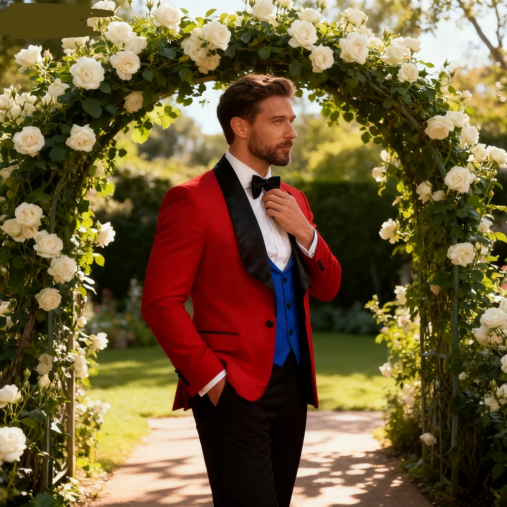 

Men's Formal White And Orange Suit Occasion Wedding Groomsmen Graduation Dance Smoking 3 Piece Tuxedo Traditional Male Attire