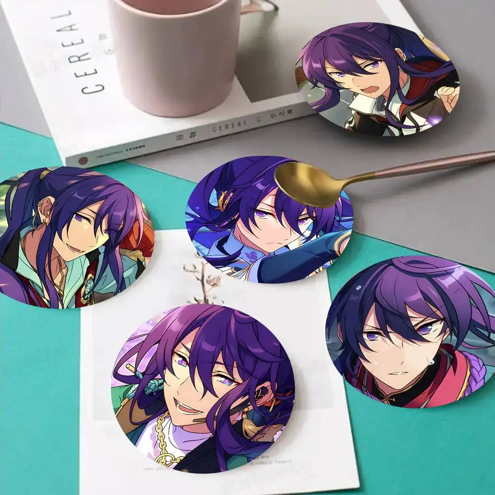 1pc Ensemble Stars SOUMA KANZAKI Wooden Coaster Colour Printing Cup Mat Home Desk Decoration Gifts