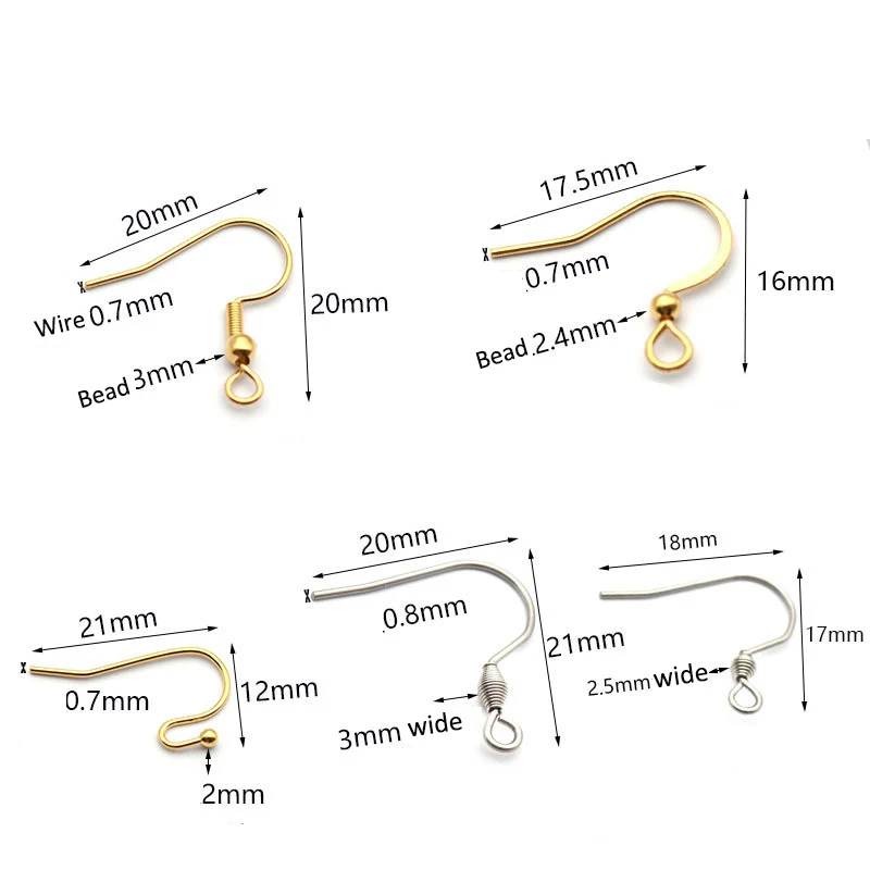 50pcs High Quality 316 Stainless Steel Earrings Earwire Clasps Hooks Base for DIY Jewelry Making Earring Findings Accessories