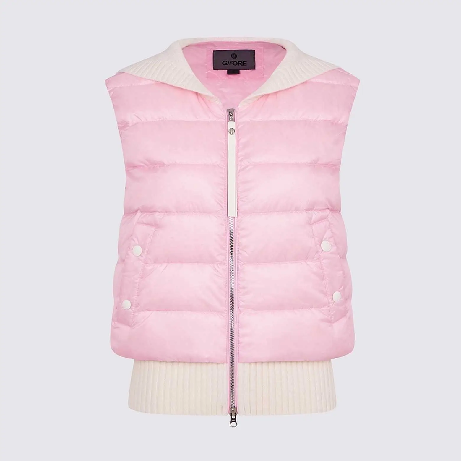 New Women Golf Down Waistcoat Navy Collar Zipper White Duck Down Logo Design Winter Golf Vest