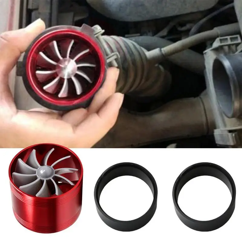 

Car Air Intake Fuel Saver Dual Fan Car Turbine Single Sided SUV SuperCharger Power Air Intake Turbonator With 3 Non-Slip Rubber