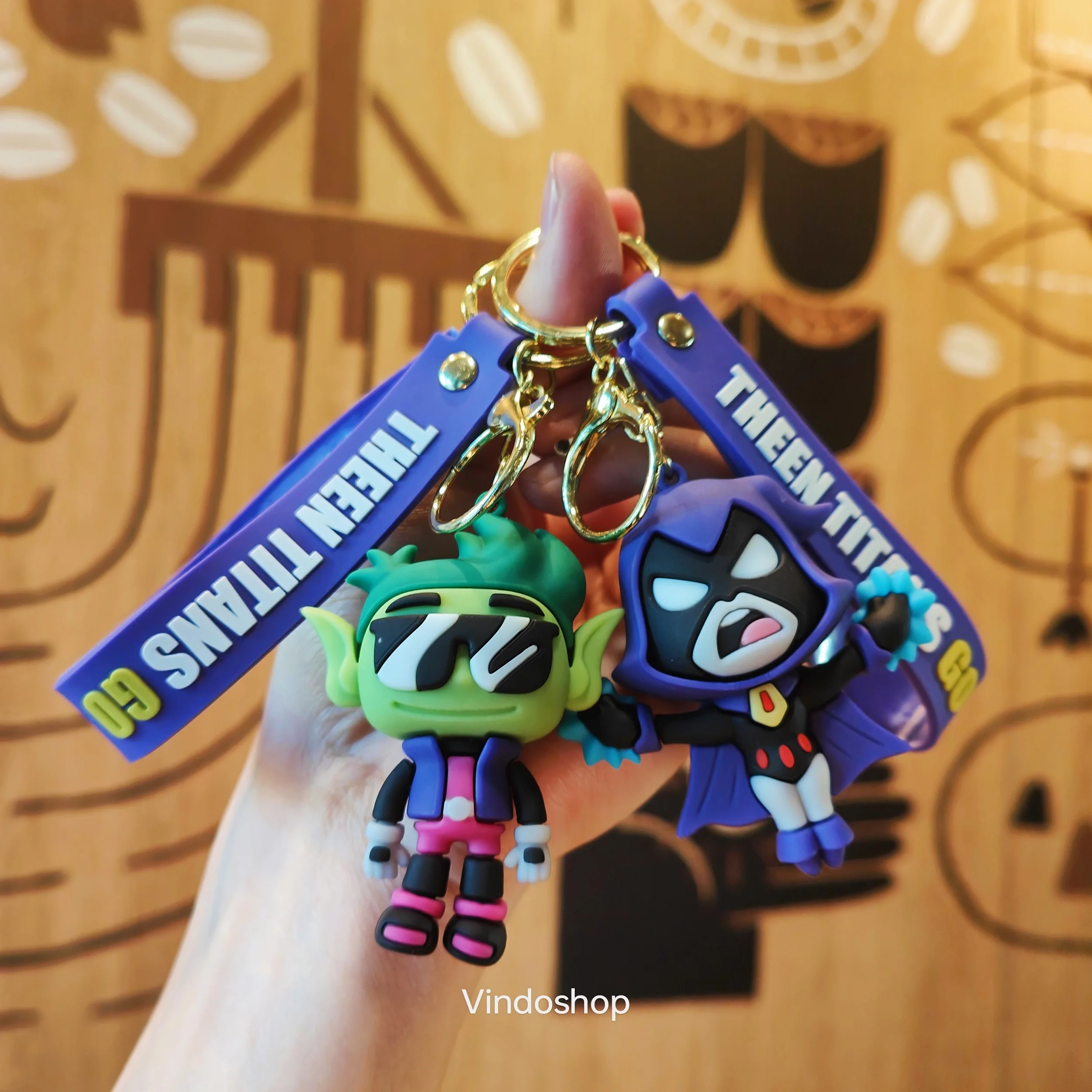 Teen Titans GO Keychain PVC Doll Anime Keychain Keyring Accessories Toys Children Birthday Gifts