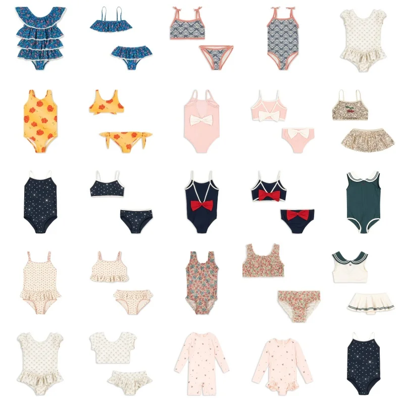 

Детские комплекты для плавания 26KS: серия в стиле Cherry Navy, цельные купальники для мальчиков, раздельные купальники-бикини для девочек