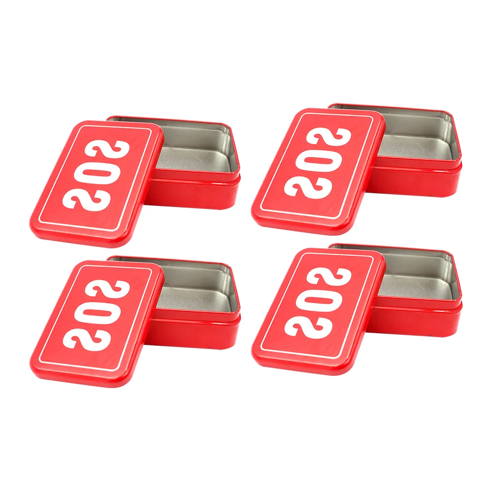 

4 Pcs Clothes Storage Boxes Outdoor Tool and Equipment Toolbox Small Tools Red Tinplate Travel Accessories