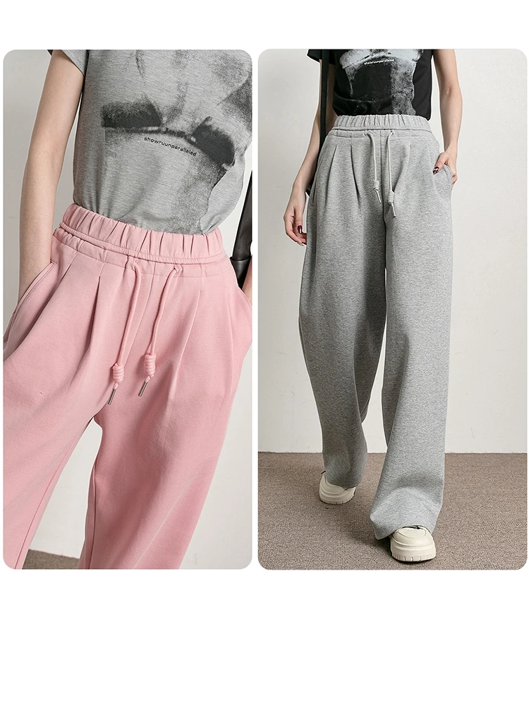 

Женские повседневные брюки-джоггеры Tide PA с высокой талией и широкими штанинами, на шнурке, весна-осень, новый стиль, длинные брюки