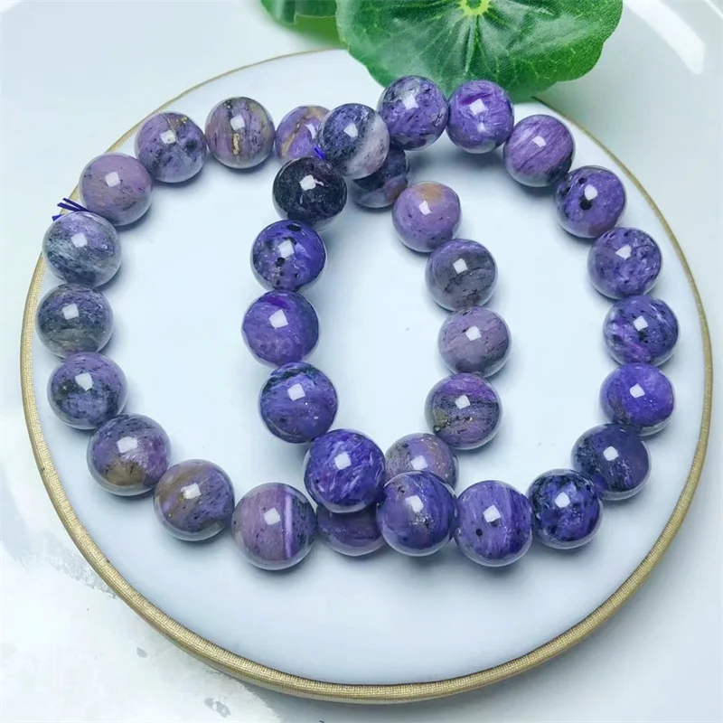 12MM Natural Charoite Bracelet Amethyst Stone Crystal Women Fashion Jewelry Single Circle Elastic Rope Gifts